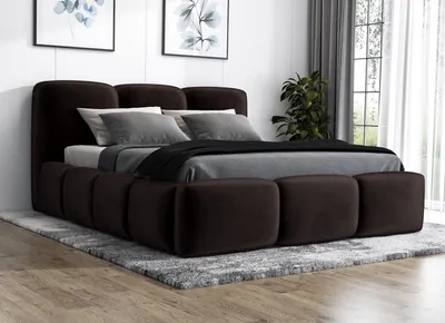 Produktbild von Polsterbett  STERN-OM 160x200 cm mit Bettkasten und Lattenrost. Farbe: Dunkelbraun.