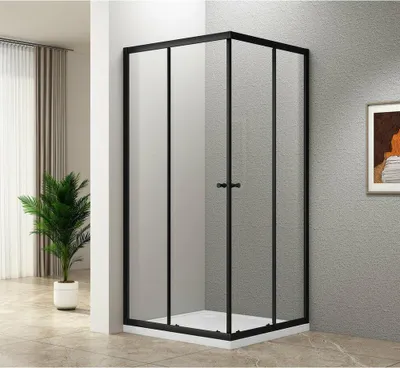 Zdjęcie produktu dla AGGA BLACK Kabina prysznicowa kwadratowa 900x900mm, szkło przezroczyste