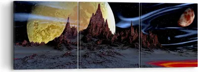 Produktbild von Bild auf Leinwand - Leinwandbild - Planeten Mond Universum - 90x30cm - Wand Bild - Wanddeko - Leinwanddruck - Bilder - Kunstdruck - Wanddekoration - Leinwand bilder - Wandkunst - CA90x30-2346