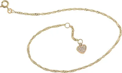 Produktbild von SILBERKETTEN STORE Fußkette Singapur 1,8mm mit Herz - 333 Gold, Länge wählbar von 23-30cm - 27cm