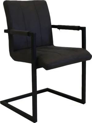 Produktbild von Esszimmerstühle – Schwarz – Microfaser – Metallbeine – Industriestil – Sitzhöhe 46cm – Einzelstuhl – 1 Stück