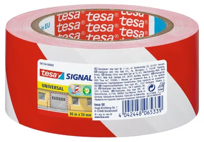 Zdjęcie produktu dla Tesa - Taśma ostrzegawcza 66mx50mm czerwono biała | 1 rolka 6 szt