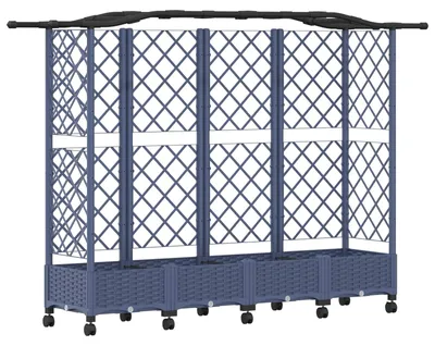 Obrázek produktu pro Vyvýšený záhon s treláží a střechou Šedá 203,5 x 40 x 129 cm PP