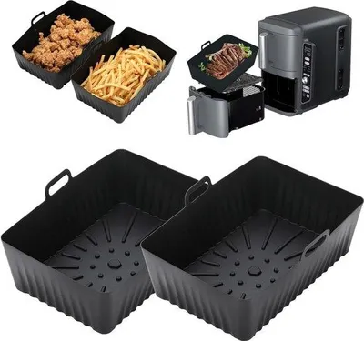 Productafbeelding van Siliconen bakvormen voor de airfryer, geschikt voor twee stuks - herbruikbaar met een antiaanbaklaag - hittebestendig voor oven en magnetron