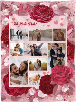Produktbild von Ferocity Personalisierte Foto Decke mit Eigenem Foto; Super Weiche Extra Gemütliche Kuscheldecke zum Valentinstag 150 x 200 CM; Sofadecke Collage mit Wünschen oder Gedichten [081]
