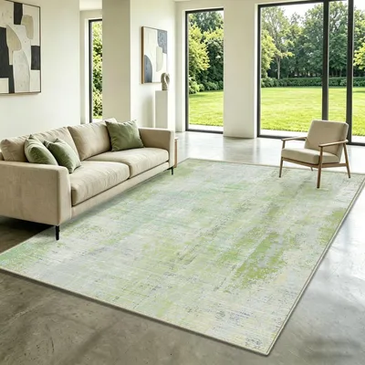 Obrázok produktu pre Abstraktný koberec, zelený, 160x230 cm, umývateľný, krátky vlas, protišmykový