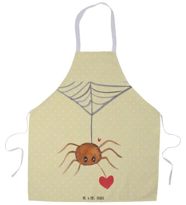 Produktbild von Mr. & Mrs. Panda Küchenschürze Spinne Agathe Liebe - Gelb Pastell - Geschenk, Liebesbeweis, Schürze, Kochschürze, Latzschürze, Liebesgeschenk, Grillschürze, Verliebt