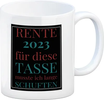 Produktbild von Rente 2023 Kaffeebecher eine bunte Tasse für Rentner in weiß