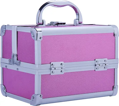 Produktbild von HOMCOM Professionelle Make-up-Aktentasche, tragbarer Kosmetikkoffer mit 3-stufigen Ablagen und Spiegel, 2 Schlüsseln für Schmuckschatulle, Maniküre, Reisen, 20 x 15 x 15 cm, Rosa