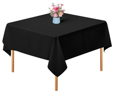 Produktbild von Tischdecke Quadratisch 132 x 132 cm Polyester Knitterfrei Waschbar Schwarz 1 Stück