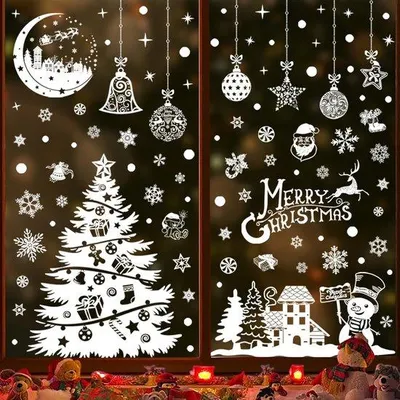 Produktbild von Weihnachtsdekor weiße Fensterdekor Folie Schnee