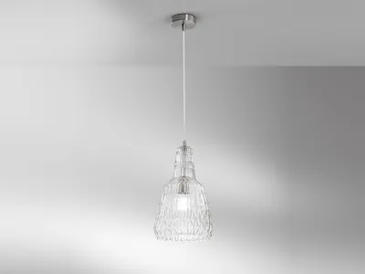 Produktbild von Designer LED Hängelampe einflammig mit Lampenschirm Kristallglas Transparent