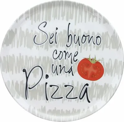 Produktbild von Pizzateller Cinzia "Pizza buono", 33 cm Ø, aus grauem Porzellan