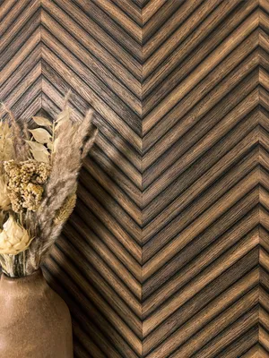 Produktbild von NEWROOM Tapete Braun Vliestapete Holz - Holztapete Modern Dunkelbraun Paneele Fischgräten Holzwand Boho Fischgrätenmuster