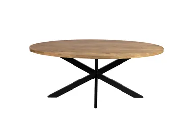 Produktbild von Zita Home Esstisch 190cm ovale echtes Massivholz mit Metallgestell