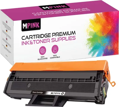 A toner cartridge and its packaging are displayed.