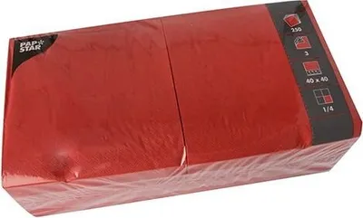 Produktbild von Servietten, 3-lagig 1/4-Falz 40 cm x 40 cm rot