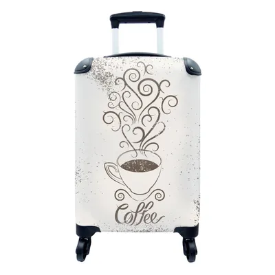 Produktbild von MuchoWow® Koffer Handgepäck Trolley Rollkoffer Kleine Reisekoffer mit 4 Rollen - Vintage - Kaffee - Sprichwörter - Zitate - Cabin Size < 55x40x23 cm & 55x40x20 cm - Fotokoffer - Kabinenkoffer - Boardgepäck - Reise-Box - Reisekoffer - Reisegepäck - Koffer mit Bild - Trolley für Kinder