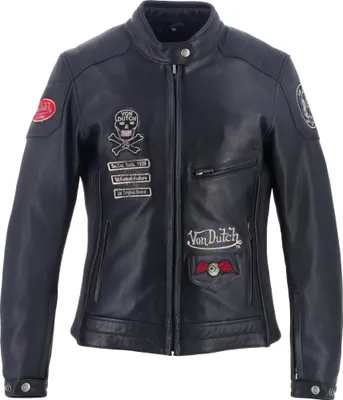 Produktbild von Von Dutch X Helstons Pretty Damen Motorrad Lederjacke, schwarz, XL