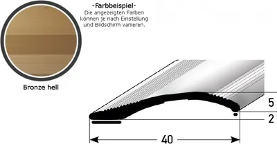 Produktbild von Ausgleichsprofil / Anpassungsprofil "Creston",  Ausgleich: 2 - 16 mm, 40 mm breit, Aluminium eloxiert, gebohrt / selbstklebend-bronze hell-1000-selbstklebend