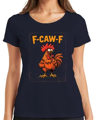 Produktbild von F-CAW-F Lustiger Hahn Gockel Bauernhof Spruch Vintage Retro Meme Damen T-Shirt, Navy, XL