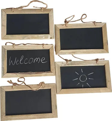 Produktbild von Dekotafeln mit Holzrahmen natur 5er Set 20x12 cm