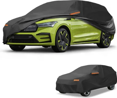 Image de Housse De Voiture šŠtanche Toutes Saisons Protection ExtšŠrieure Anti-Uv Soleil Pluie Pour Skoda Enyaq 190T-Pu Noir Avec Fermeture šŠclair