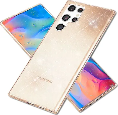 Immagine prodotto di NALIA Custodia trasparente con glitter per Samsung Galaxy S22 Ultra, oro trasparente