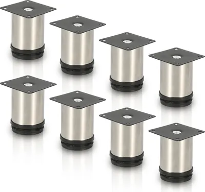 Obrázek produktu pro TolleTour sada 8 nábytkových nohou sada stolových nohou nohy pohovky nohy nábytku podpěry postele nohy pohovky nohy skříně nohy nábytku nerezová ocel 80mm