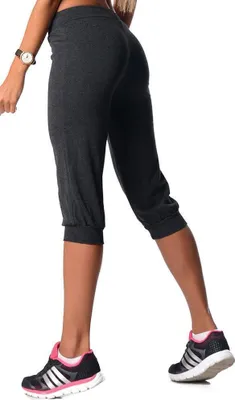 Produktbild von Damen Jogginghose 3/4 Capri Sport-Hose Baumwolle; Grafit S/36