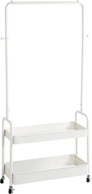 Produktbild von Kleiderständer >54399< auf Rollen, in weiß, Metall-Stahlrohr - 85x155x31cm (BxHxT)