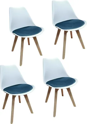 Produktbild von 4er Set Design-Stühle mit Sitzpolster Esszimmerstühle im skandinavischen Stil