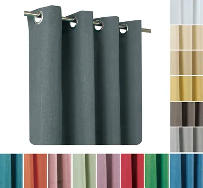 Produktbild von Vorhang Leinenoptik 140x245 cm weiß Ösen 2er Set blickdicht Struktur uni Gardine