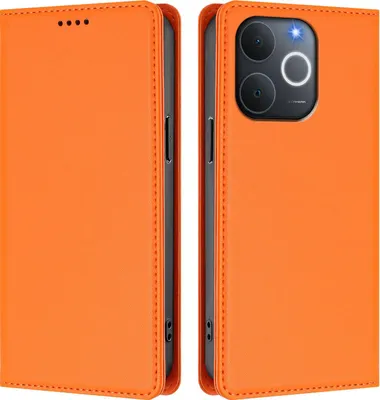 Produktbild von Handyhülle für Realme Note 70/Note 70T/Narzo 80 Lite 4G, Kunstleder Klapphülle Stoßfeste Magnetische Hülle mit Ständer Orange