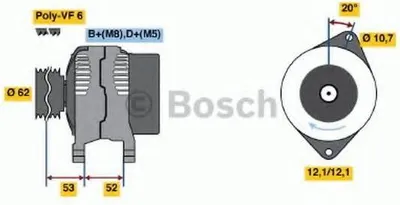 Produktbild von BOSCH 0 986 049 231 Lichtmaschine Generator LiMa 100A 14V für FIAT PUNTO (188) Doblo Cargo (223) Doblo Kombi (119, 223) für ALFA ROMEO 147 (937)