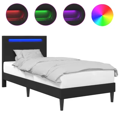 Immagine prodotto di Struttura del letto con strisce LED Nero 90 x 200 cm Pelle finta