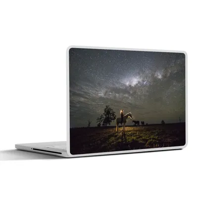 Produktbild von MuchoWow® Laptop Aufkleber Sticker Cover Pferd - Frau - Sternenhimmel 30x22 cm - Laptop-Sticker