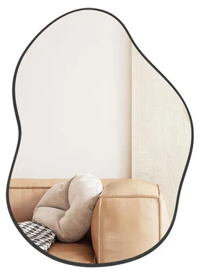 Image de Miroir mural asymétrique, cadre en métal, verre HD, 89,5 x 66 cm, noir