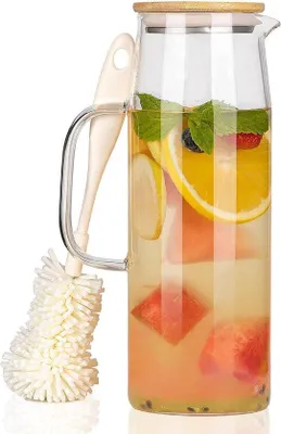 Immagine prodotto di Brocca in vetro da 15 litri con vetro borosilicato resistente al calore e coperchio in bambù