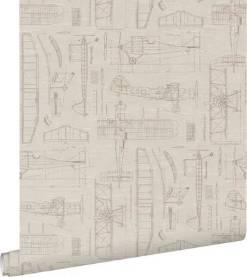Zdjęcie produktu dla ESTAhome Tapeta rysunki konstrukcyjne samolotów beżowymIpiaskowym 50 x 900 cm