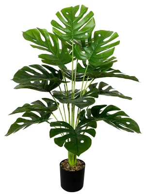 Productafbeelding van Kunstplanten, zoals een levensechte Areca-palm, een kunstplant in een pot, een grote kunstboom voor binnen en buiten, decoratie voor de woonkamer, slaapkamer of het kantoor (een groene Monstera van 75 cm).