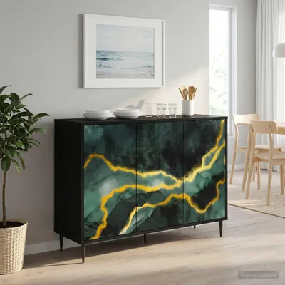 Image de vidaXL Meuble de rangement latéral WIJHE, noir, imitation chêne, 102 x 33 x 76 cm