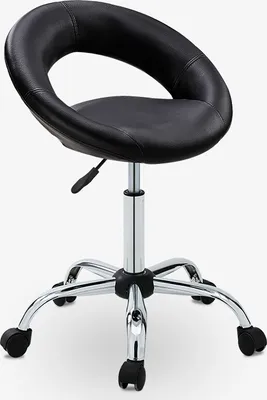 Obrázek produktu pro Rolovací stolička pracovní stolička kancelářská stolička kosmetická stolička otočná židle čalouněná, barva: černá, materiál: Imitace kůže