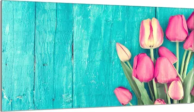 Produktbild von Herdabdeckplatte 90x52 Glaskeramikkochfeld Abdeckung Spritzschutz Glasplatte Deko Schneidebrett, Tulpen Türkis