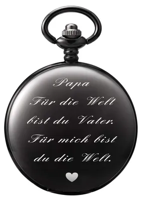 Produktbild von Taschenuhr mit Gravur und Kette für Herren Schwarz