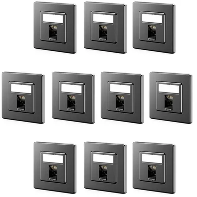 10x CAT7 Netzwerkdose 1 Port, 10 Gigabit, Unterputz, geschirmt, schwarz