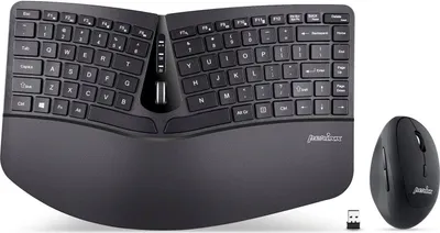Produktbild von Perixx PERIDUO-606B, DE, Tastatur- und Maus-Set, kabellos, ergonomisch, schwarz