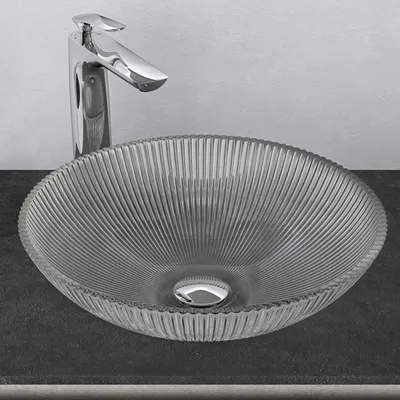 Produktbild von Mai & Mai Waschbecken Glas Aufsatzwaschbecken Glaswaschbecken Handwaschbecken Waschschale Oval Transparent BxTxH 40x40x12 cm Minerva06