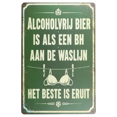 Produktbild von Blechschild alcoholvrij bier - Metallschild 20 x 30cm - Vintage blechschild - Bier blechschild