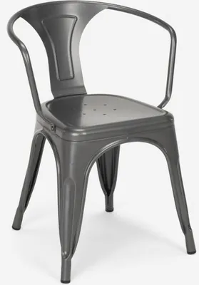 Produktbild von Stuhl industriesstil mit stahlarmlehnen für küche und bar Steel Arm - Dunkel Grau